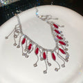 Crystal Fringe Choker Necklace in Red or Champagne Gold view 6