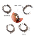 Round Clear Stone Hoop Earring Clasps with Hanging Loops view 2