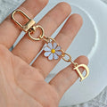 Gold Letter Daisy Flower Keychain Charm With Lobster Clasp view 9