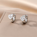Gold and Silver Tone Crystal Heart and Pearl Huggie Earrings view 6