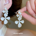 Floral Drop Earrings in Pink Purple White and Blue view 3