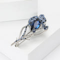 Crystal Feather Leaf Brooch Blue Silver Purple Gold Tone view 3