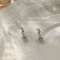 Silver Tone Star Chain Gray Stone Stud Earrings For Women view 4