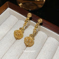 Gold Openwork Lantern Drop Earrings with Beaded Fringe view 4