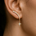 Crystal Arc Starburst Drop Earrings In Two Metal Tones view 2