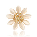 Cream Marquise Petal Flower Brooch in Gold or Silver Tone view 5