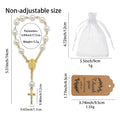White Pearl Gold Crucifix Rosary Bracelet Medal Charm view 2