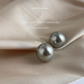 Grey Glass Pearl Round Stud Earrings Multiple Size Options view 9