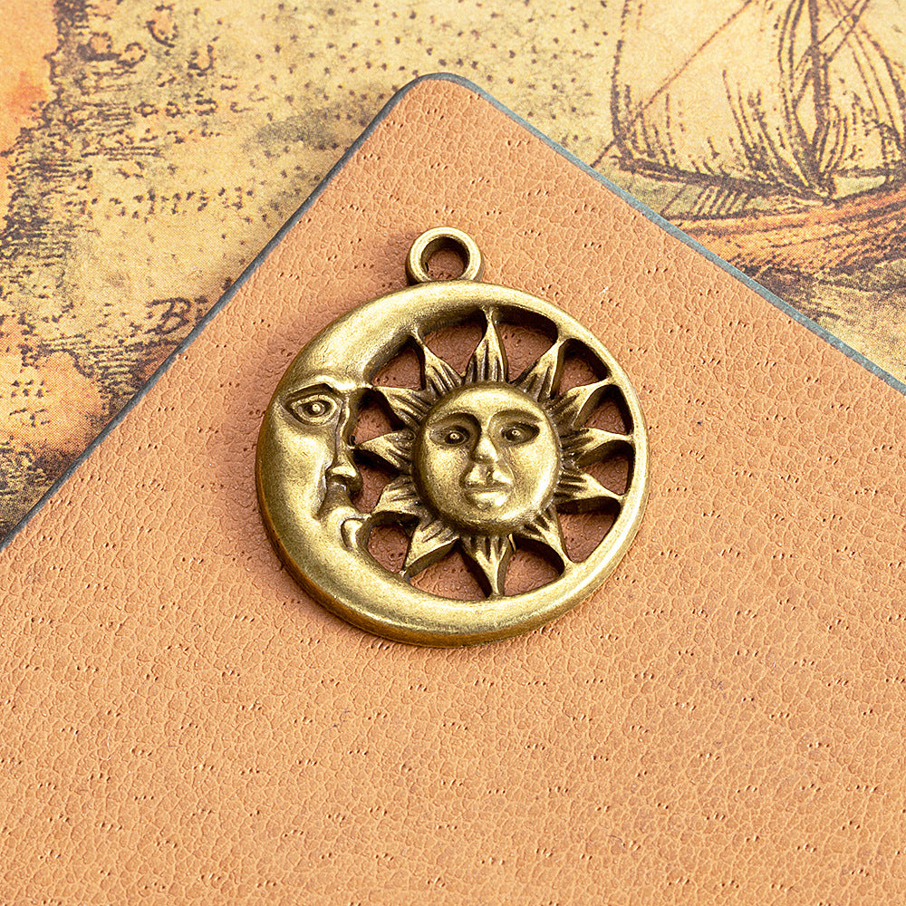 25mm Sun and Moon Alloy Charm Pendant for Earrings or Necklace