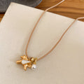 Horse And Pearl Pendant Necklace In Beige And Black view 6