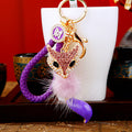 Jeweled Fox Tail Keychains with Fortune Cords and Loose Heart Loops view 2
