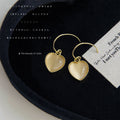 Gold-Tone Beaded Cat's Eye Glass Heart Open Hook Earrings view 1
