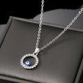 Silver Tone Crystal Evil Eye Hook Earrings and Pendant Necklace view 3