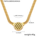 Gold Cuban Chain Round Cutout Disc Pendant Necklace Bracelet view 7