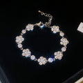 Flower Crystal Link Chain Bracelets Gold Silver Two Tones view 7
