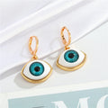 Gold Tone Eyeball Huggie Drop Earrings in Five Iris Colors view 5