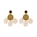 White Shell Floral and Pearl Drop Earrings Fashion Jewelry view 5