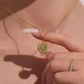 Checkerboard Enamel and Natural Stone Pendant Necklaces view 4