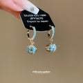 Blue Square Crystal Earrings in Three Designs With Decorative Details view 6