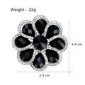 Black Silver Tone Flower Crystal Six Designs Metal Brooch Pin view 9