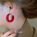 Brown Fabric Wrapped Chunky Hoop Earrings Jewelry Design view 4