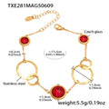 Gold Circle Link Bracelet With Faceted Czech Glass Stones view 7