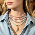 Pastel Round Bead Necklace With Painted Cowboy Boot Charm view 4