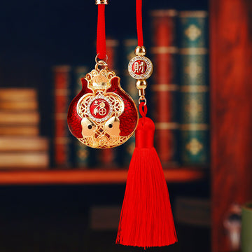 Twin Fish Fortune Pouch Vehicle Hanging Ornaments in Five Colors and Cord Only Option