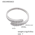 Open Stainless Steel Zircon Heart Wave and Geometric Bypass Rings view 8