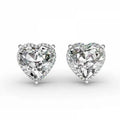 White Gold Heart Halo Stud Earrings Clear Zircon Pair view 4