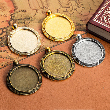 Round Ribbed Edge Pendant Tray Jewelry Making Component