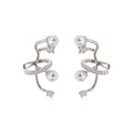 Silver Tone Pearl Branch Ear Clips with Crystal Tips view 5