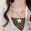 Glossy Ceramic Starfish Pendant Necklace in Three Colors view 3