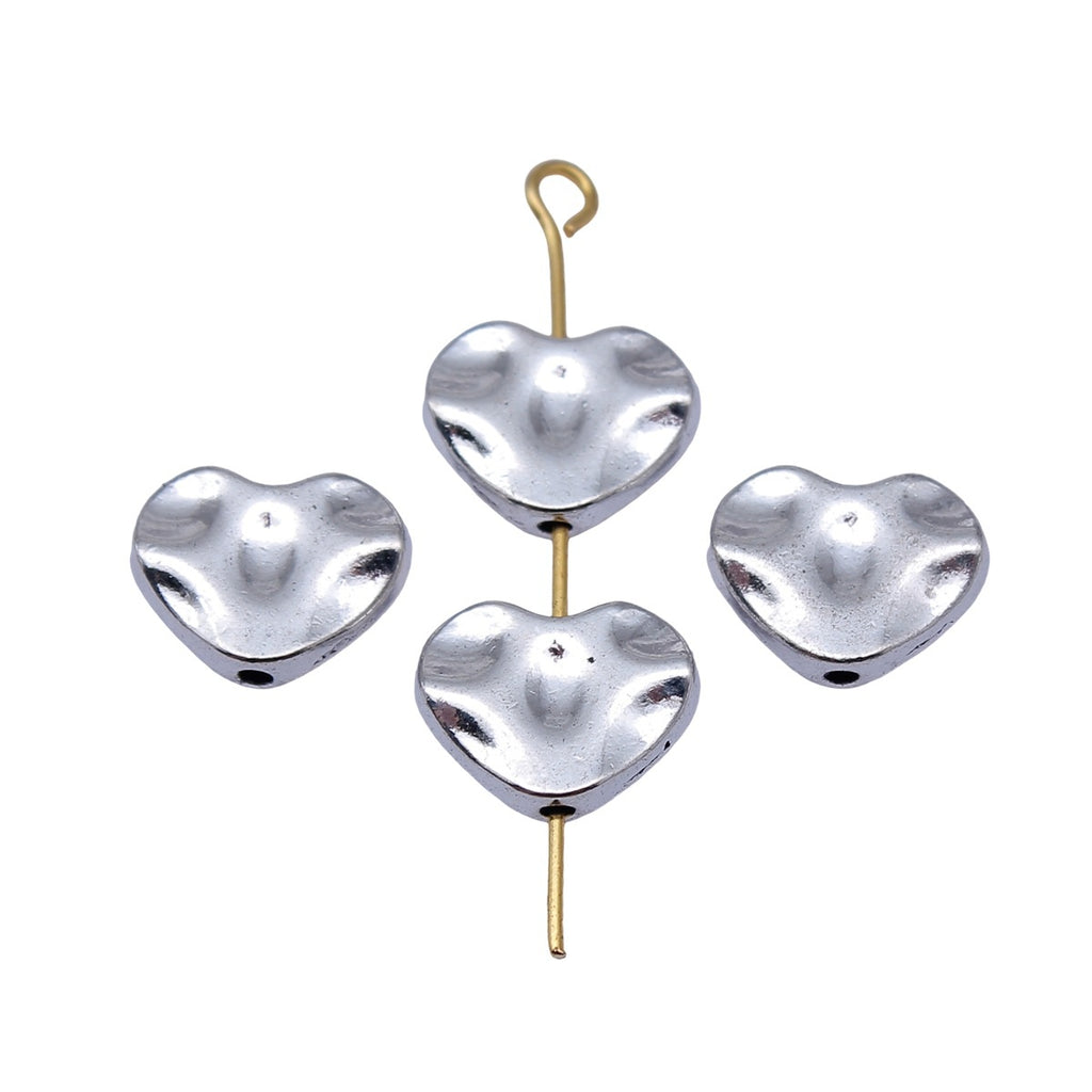 12x9x3mm 1.3g Antique Silver Zinc Alloy Heart Small Hole Loose Metal Beads for DIY Jewelry Making