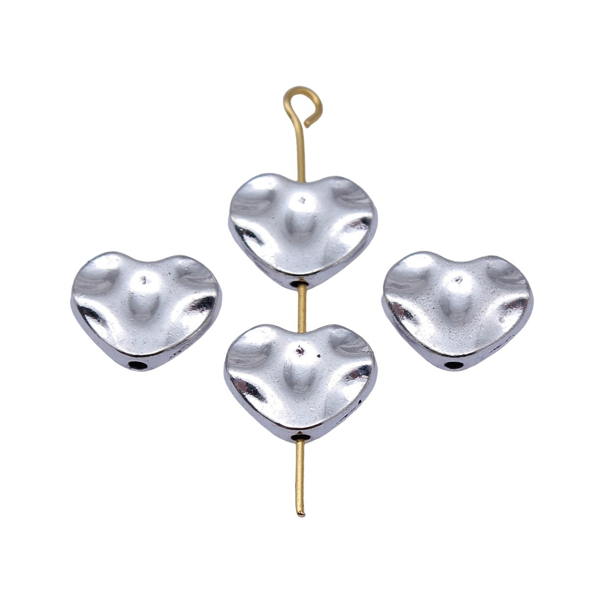 12x9x3mm 1.3g Antique Silver Zinc Alloy Heart Small Hole Loose Metal Beads for DIY Jewelry Making