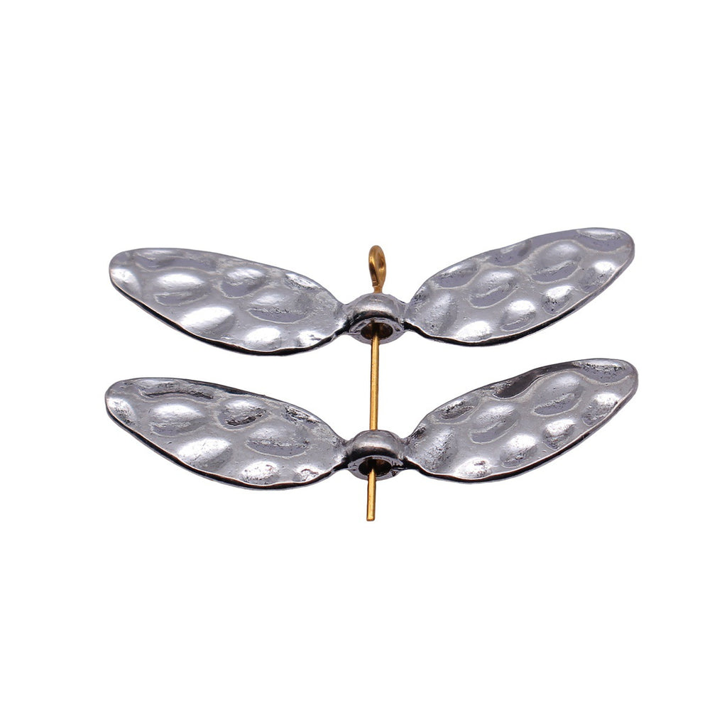 42x10mm 2.1g Antique Silver Zinc Alloy Hammered Wing Spacer Beads for Bracelet Jewelry Making