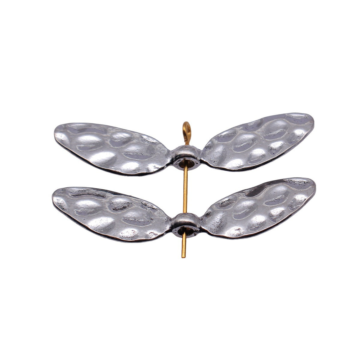 42x10mm 2.1g Antique Silver Zinc Alloy Hammered Wing Spacer Beads for Bracelet Jewelry Making