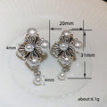 Antique Silver Cross Flower Pearl Drop Stud Earrings Alloy view 4