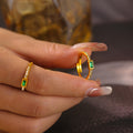 Open Ring Rectangle Glass Stone Crystal Pave Adjustable Band view 3