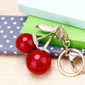 Jeweled Twin Cherry Keychains with Plain or Braided Hardware view 3