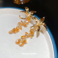 Champagne Floral Crystal Cluster Drop Statement Earrings view 4