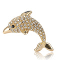 Curved Crystal Dolphin Brooch in Gold or Silver Tone view 5