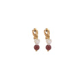 Gold Tone Clip On White Heart Red Bead Drop Earrings view 5