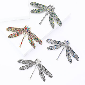 Oversized Filigree Dragonfly Brooch in Four Crystal Colorways