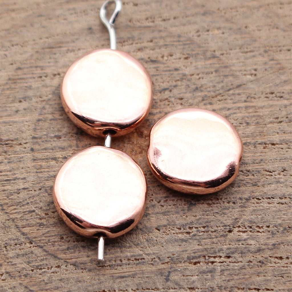10x10x3.2mm 1.3g Rose Gold Zinc Alloy Irregular Flat Round Loose Metal Beads for Jewelry Making