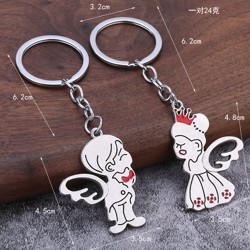 Couple Zinc Alloy Keychain Set Romantic Gift Pendant Accessory