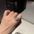 Silver Crystal Peacock Feather Pave Open Cocktail Ring view 6