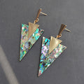 Abalone Shell Triangle Drop Earrings Gold Stud Posts 2 Styles view 3