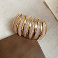 Acrylic Gold Stripe Stretch Bracelets Wide Band 6 Colors view 10