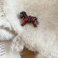 Red Enamel Horse Brooch Rhinestone Saddle Silver Tone view 6